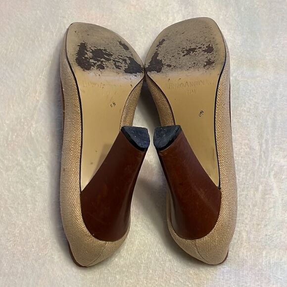 Enzo Angiolini Brown Fabric Tweed Heels Tassel Trim - Size 7.5 - Picture 9 of 14